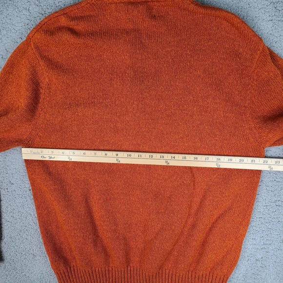 Chaps Sweater Men's Large Orange 1/4 Button Pullover Mock Neck Jumper - Picture 8 of 11